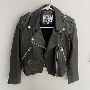 Walter Baker Charcoal Gray Leather Moto Jacket. Sz S. NWOT